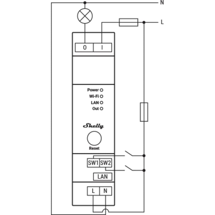 Shelly Pro 1PM WiFI relæ med effektmåling (230VAC)