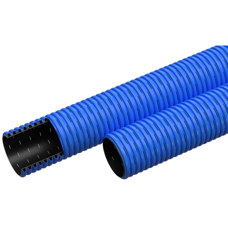 50 meter Evodrain Flex PE dräneringsrör 92/76 mm, blå