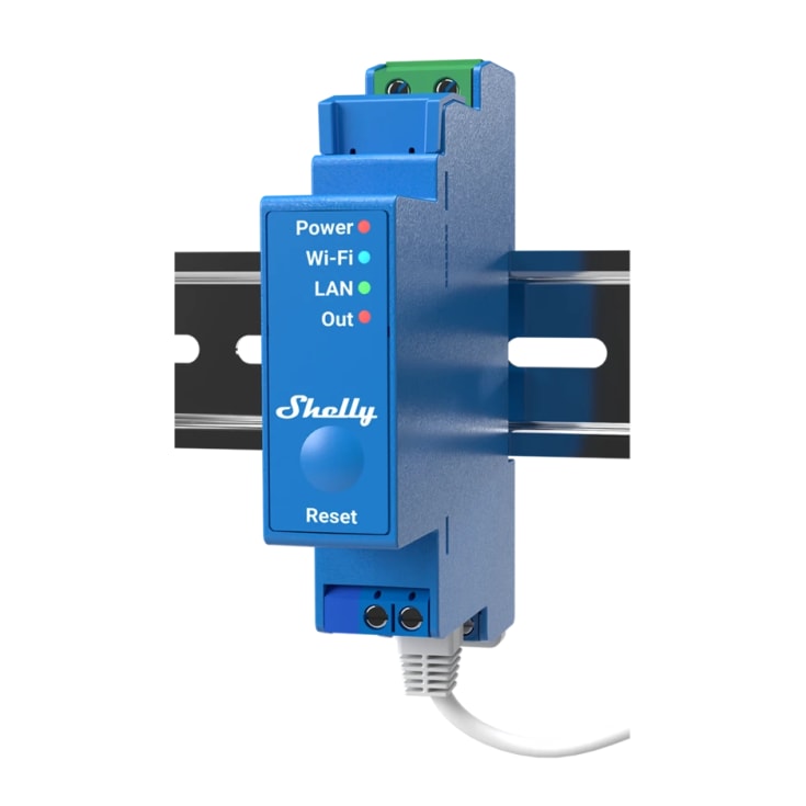 Shelly Pro 1 WiFI relæ med potentialfrit kontaktsæt (230VAC)