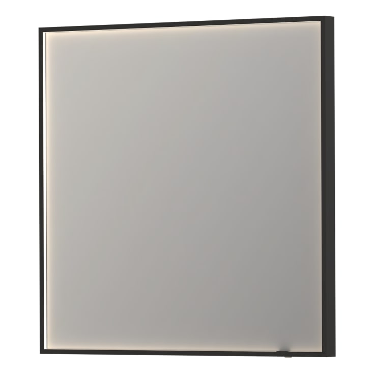Sanibell Ink SP19 speil med lys, dimbar, duggfri, sort, 80x80 cm