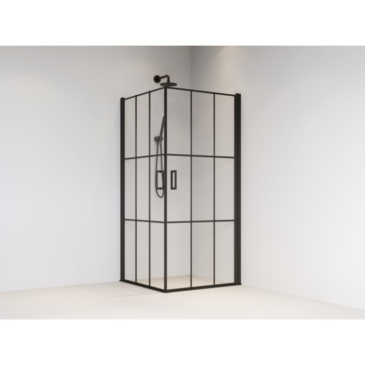 Brasta Victorija Cube hörndusch, 87,7x87,7 cm, klart glas, svart profil