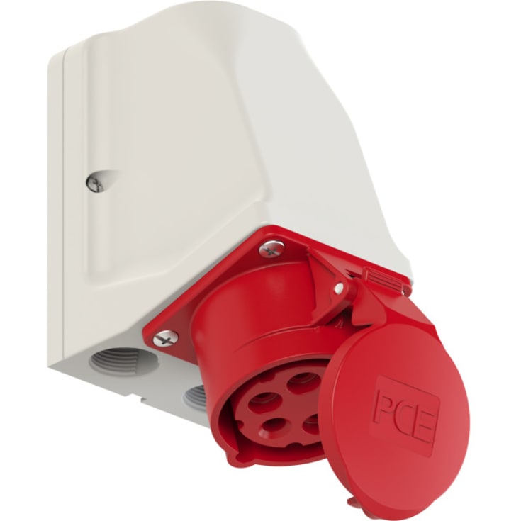 CEE Vägguttag 16A 5P 400V röd, IP44