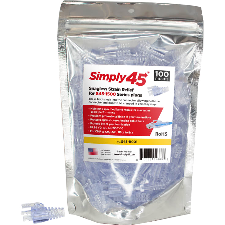 Simply45 RJ45 aflaster til CAT5 netværkstik, 100 stk.