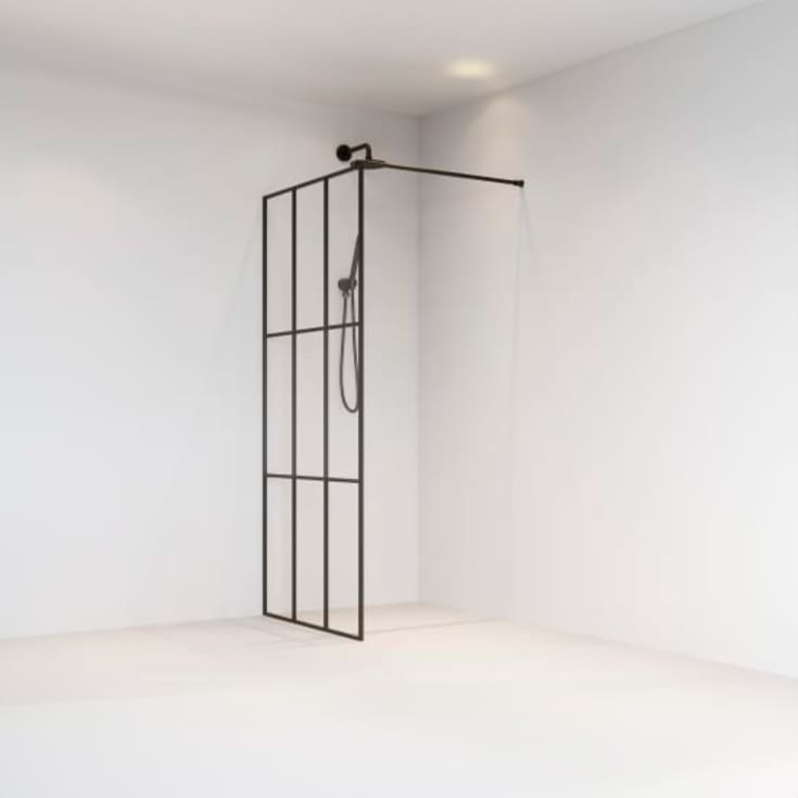 Brasta Dija Cube duschvägg, 90 cm, klarglas, svart profil