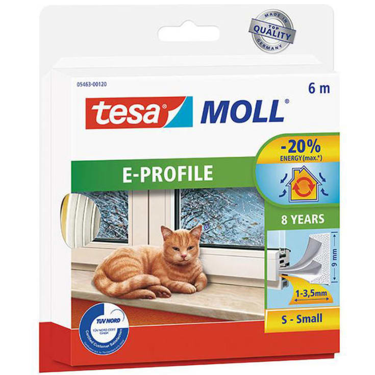 tesamoll® silikonetætningsliste E-profil 9mx9mmx4mm hvid