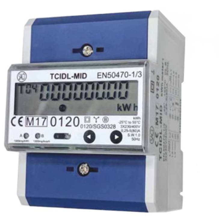 KWH-måler 3-fase LCD 5(80)A 4M MID S0 grensesnitt RS485, TCIDL-MID