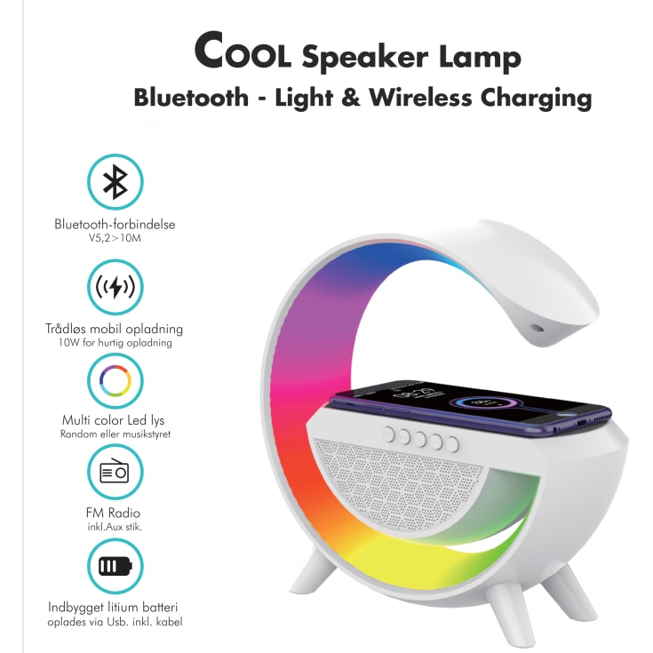 Veli Cool bordslampa, högtalare, vit