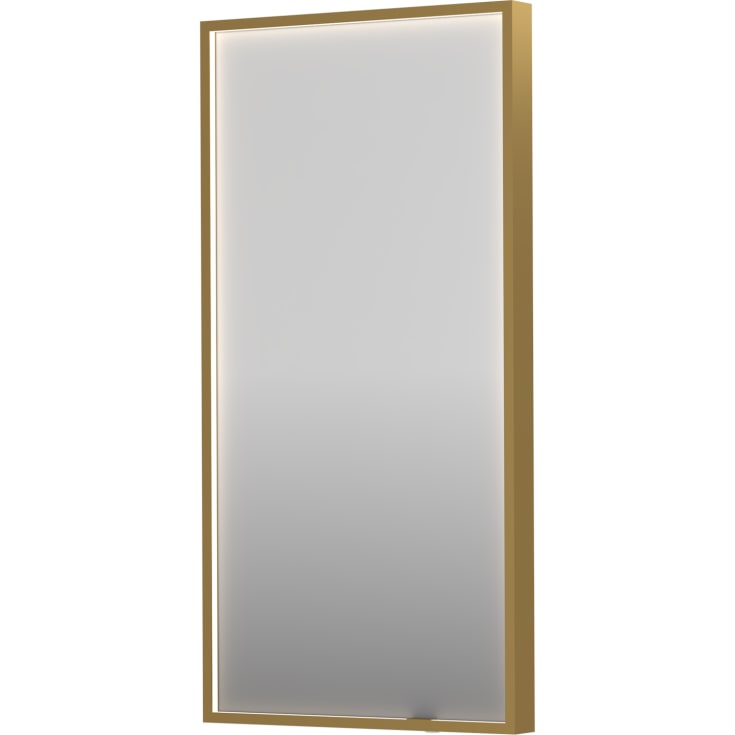 Sanibell Ink SP19 spejl med lys, dæmpbar, dugfri, børstet mat guld, 40x80 cm