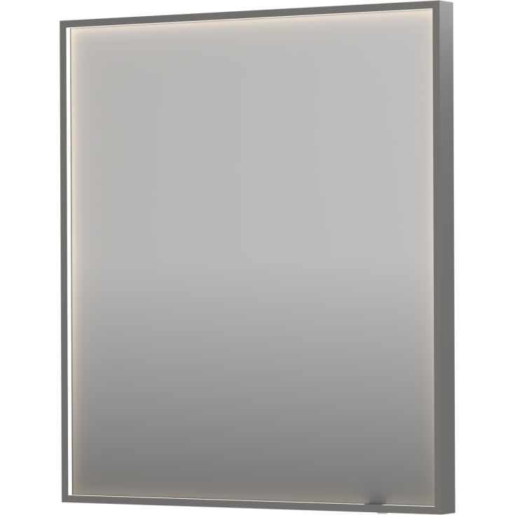 Sanibell Ink SP19 spejl med lys, dæmpbar, dugfri, børstet rustfrit stål, 70x80 cm