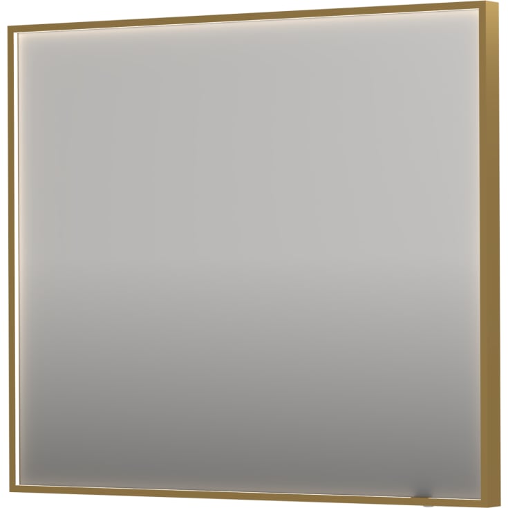 Sanibell Ink SP19 spejl med lys, dæmpbar, dugfri, børstet mat guld, 90x80 cm