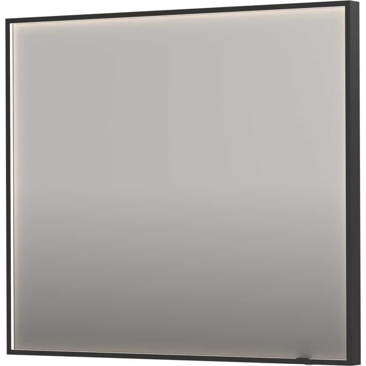 Sanibell Ink SP19 spegel med belysning, dimbar, imfri, borstad svart, 90x80 cm