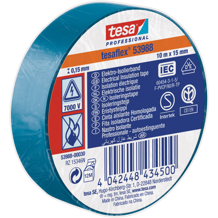 Isolerband VDE/IEC PVC 15 mm x 10 m, blå