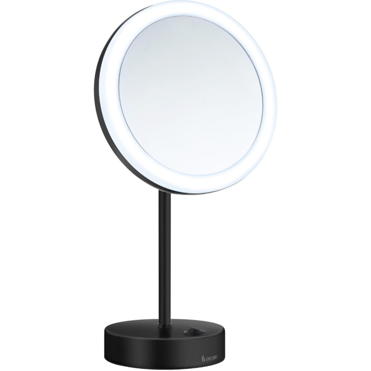 Smedbo Outline makeup spejl med lys, Ø20 cm, sort
