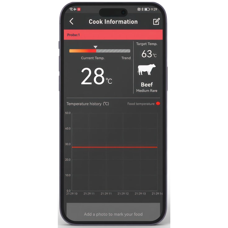 HerQs Easy BBQ, steketermometer med trådløs skjerm, app styring