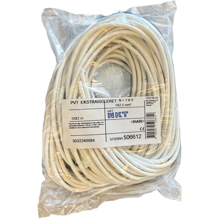 Kabelsett PVT 1x2,5 ekstra isolert med merking