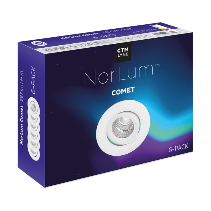 NorLum Comet indbygningsspot, 6-pak