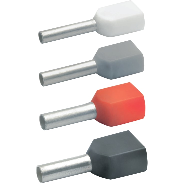 100 stk Klauke isoleret dobbelt terminalrør, kobber, 2 x 2,5 mm², 21,5 mm