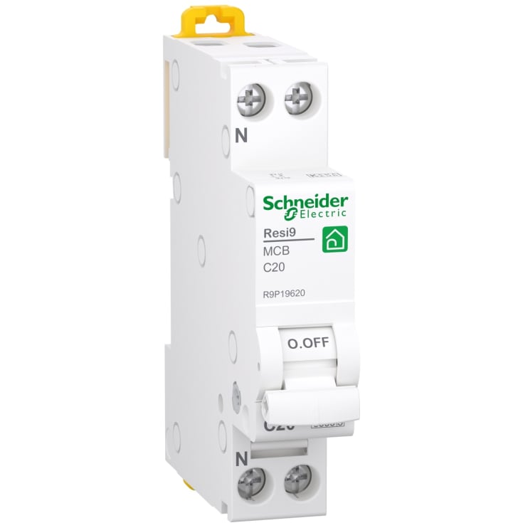 Schneider Resi9 automatsikring C 1P+N 20A, hvid