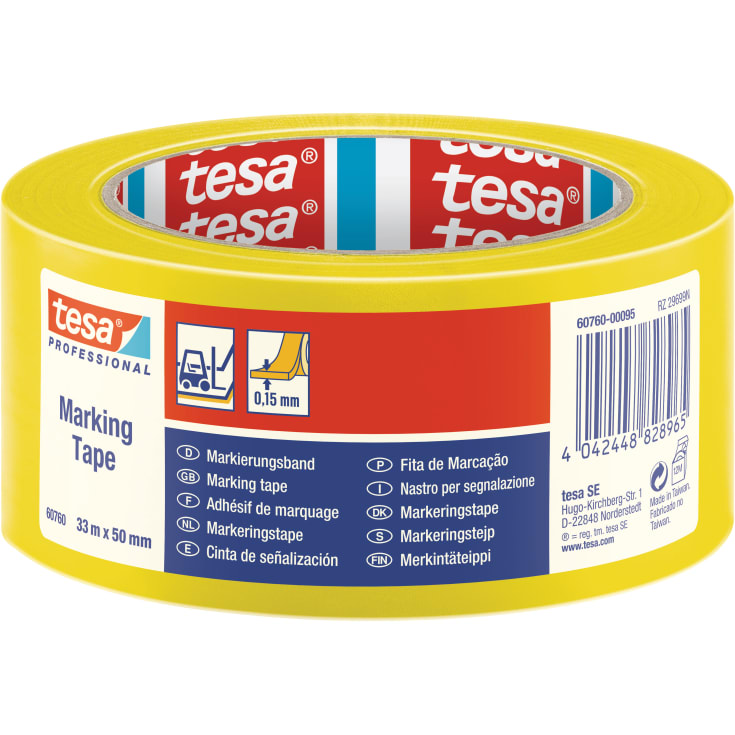 Tesa advarselstape, gul, 33 meter