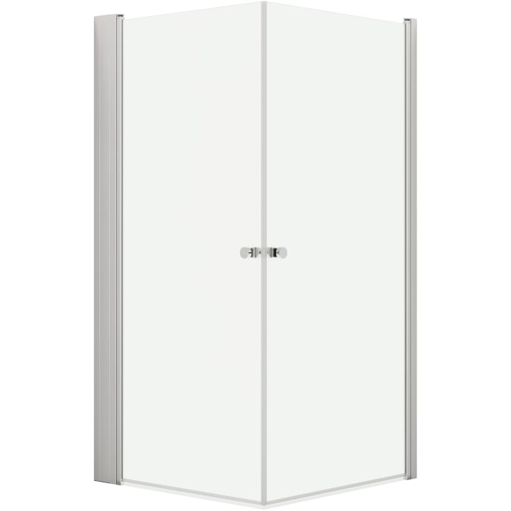 Dansani Match brusehjørne, model A+A+Tower reol, 99x99 cm, klart glas, satin