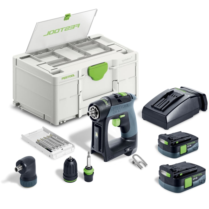 Festool bore-/skruemaskine CXS 12 2,5-Set, 2 x 12V/2,5 Ah