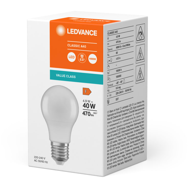 Ledvance LED Value standard 4,9W 840 470 lumen, (40W) E27 MAT