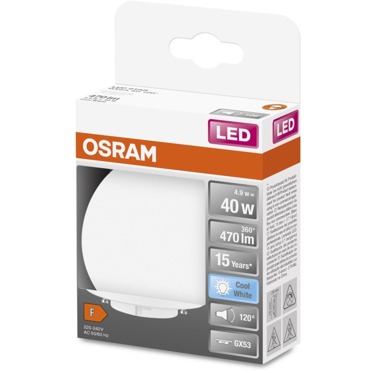 LED star 4,9W/840 470 lumen, (40W) GX53 mat