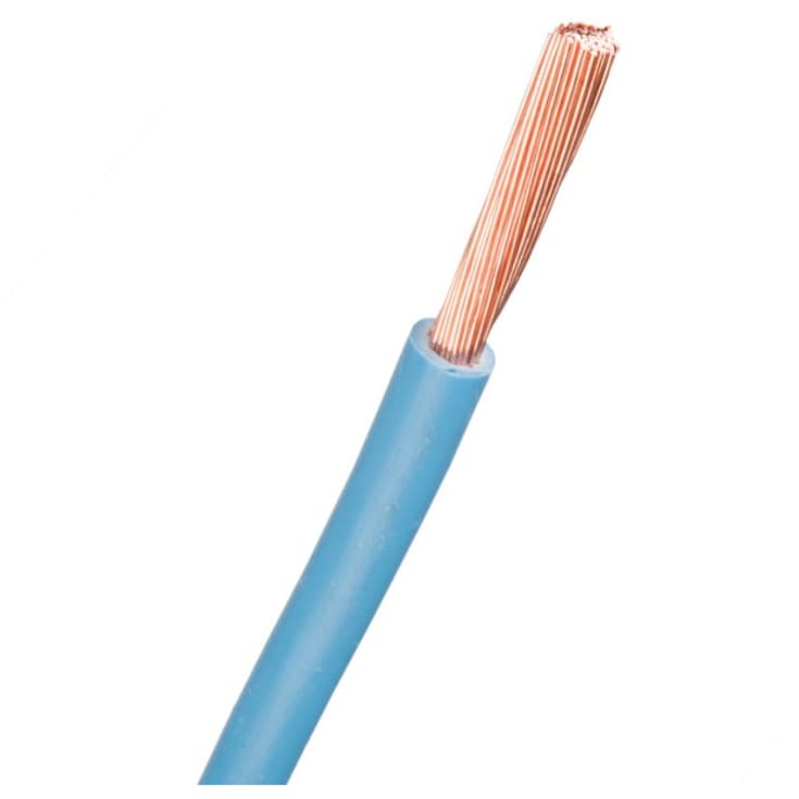 100 meter Ledning H07V2-K PVT90 1X10 lyseblå S100