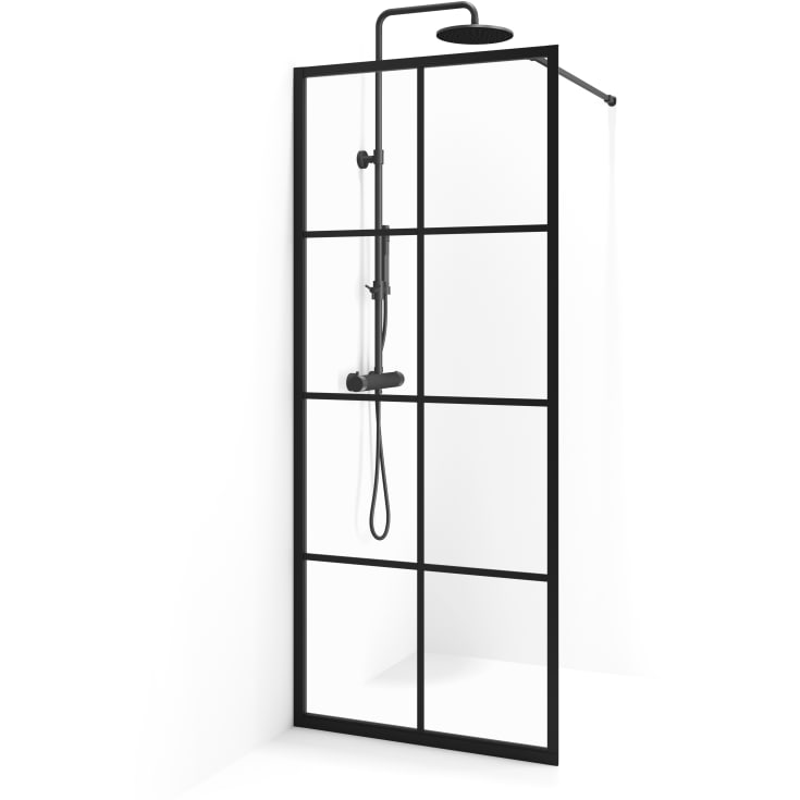 Cassøe New York duschvägg, 85 cm, klarglas, svart profil