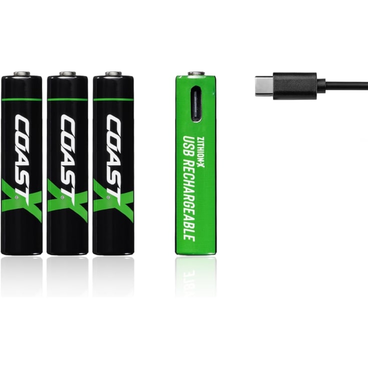 Coast USB-C genopladelig batteri med ladekabel, AAA, 4 stk.