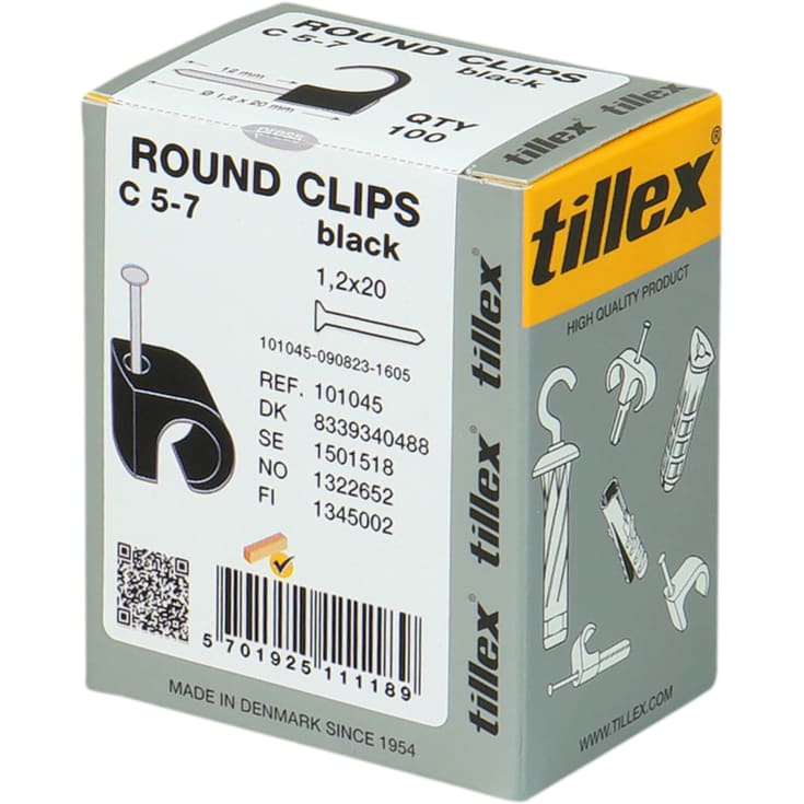 100 stk Clips 5-7/20 mm sort (100)