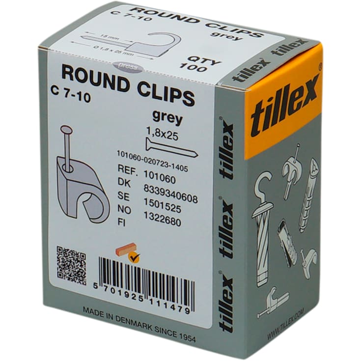 100 stk Clips 7-10/25 mm grå (100)