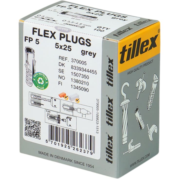 100 stk Tillex FP Flex rawlplug på Ø5x25 mm