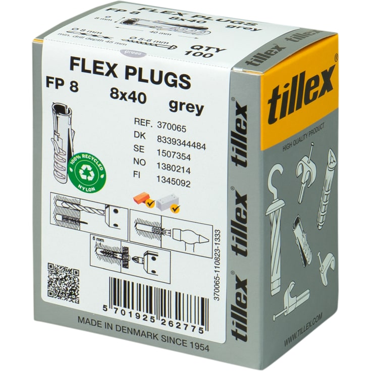 100 stk Tillex FP Flex rawlplug på Ø8x40 mm