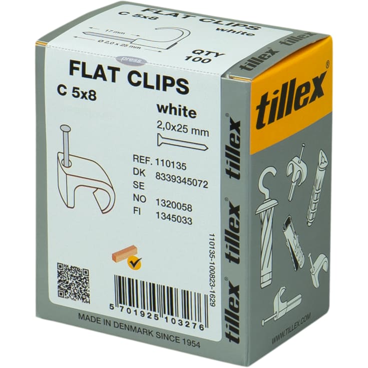 100 stk KLIPP 5X8/25MM-100 HVITE