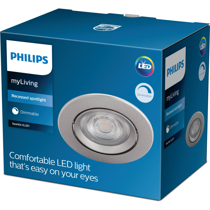 Philips myLiving Sparkle indbygningsspot, 2700K, 5W, krom