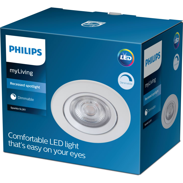 Philips myLiving Sparkle downlight, 2700K, 5W, hvit