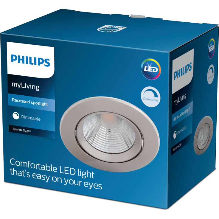 Philips myLiving Sparkle indbygningsspot, 2700K, 5,5W, krom