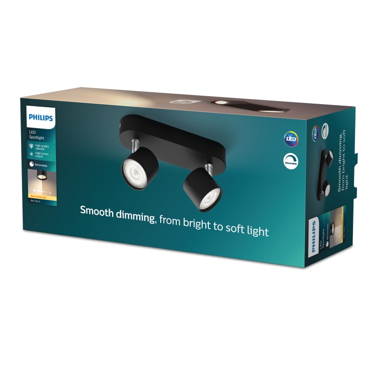 Philips myLiving Star spotlampe, sort