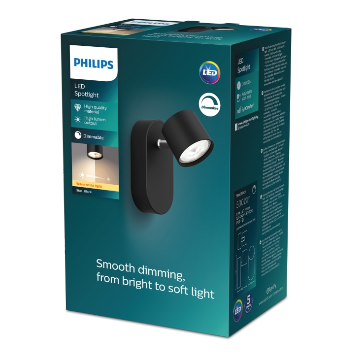 Philips myLiving Star spotlampe, sort