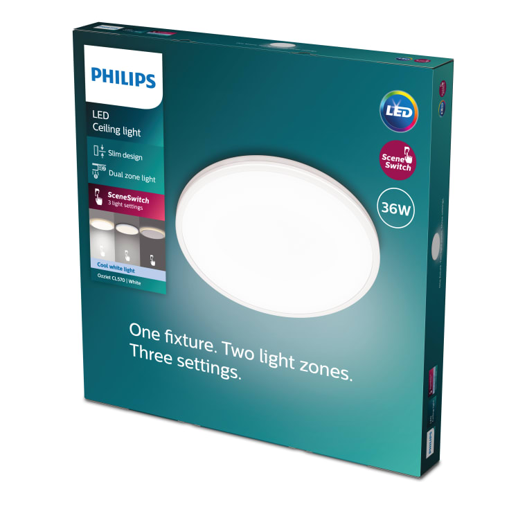 Philips myLiving Ozziet plafond, hvit, 4000K, Ø52,5 cm