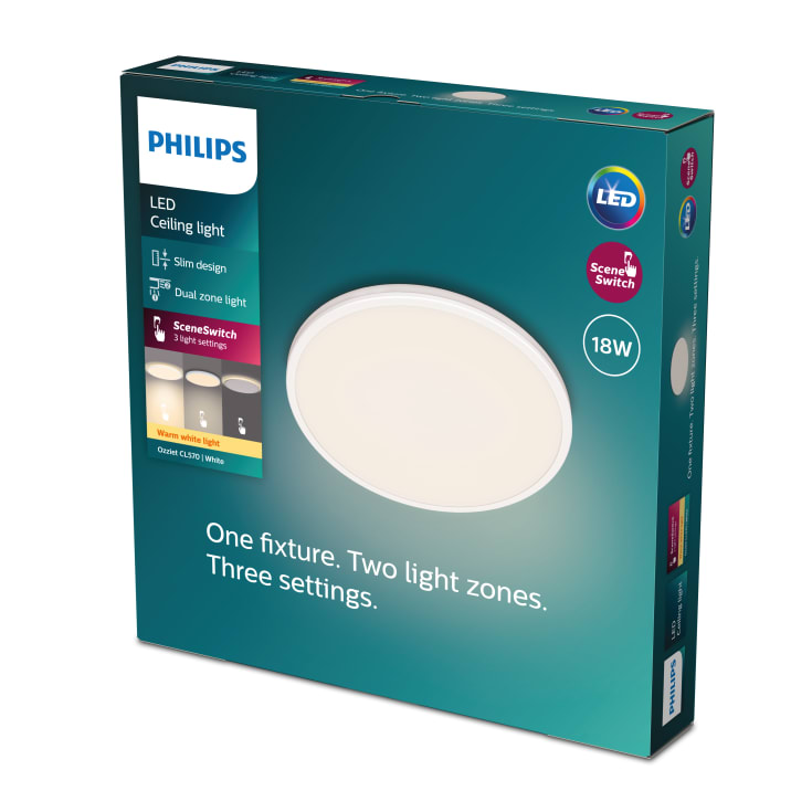 Philips myLiving Ozziet plafond, hvit, 2700K, Ø32,5 cm