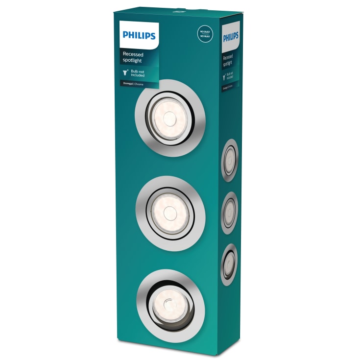 Philips myLiving Donegal downlight, krom, 3-pack