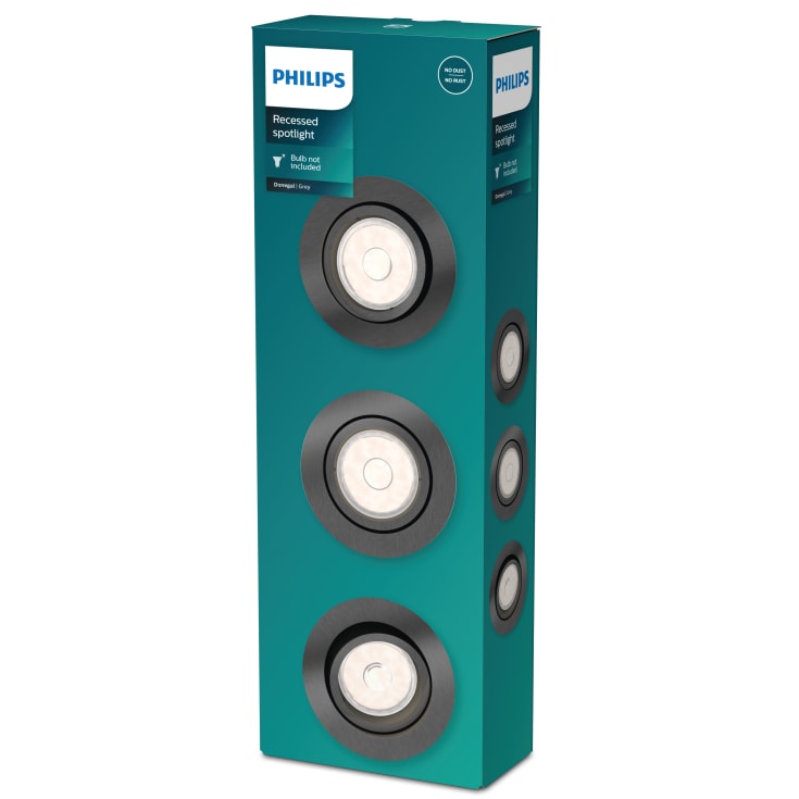 Philips myLiving Donegal downlight, grå, 3-pack