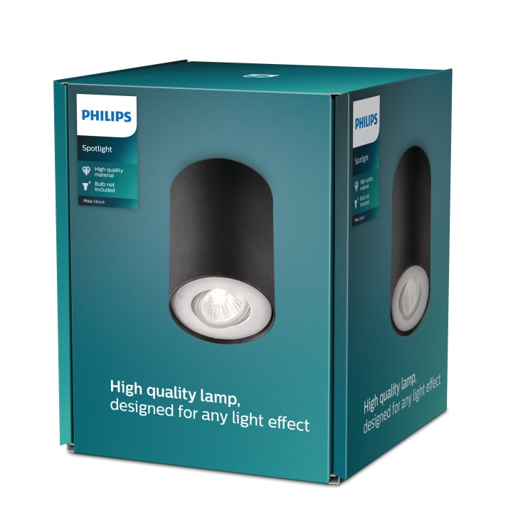 Philips myLiving Pillar downlight utanpåliggande, svart