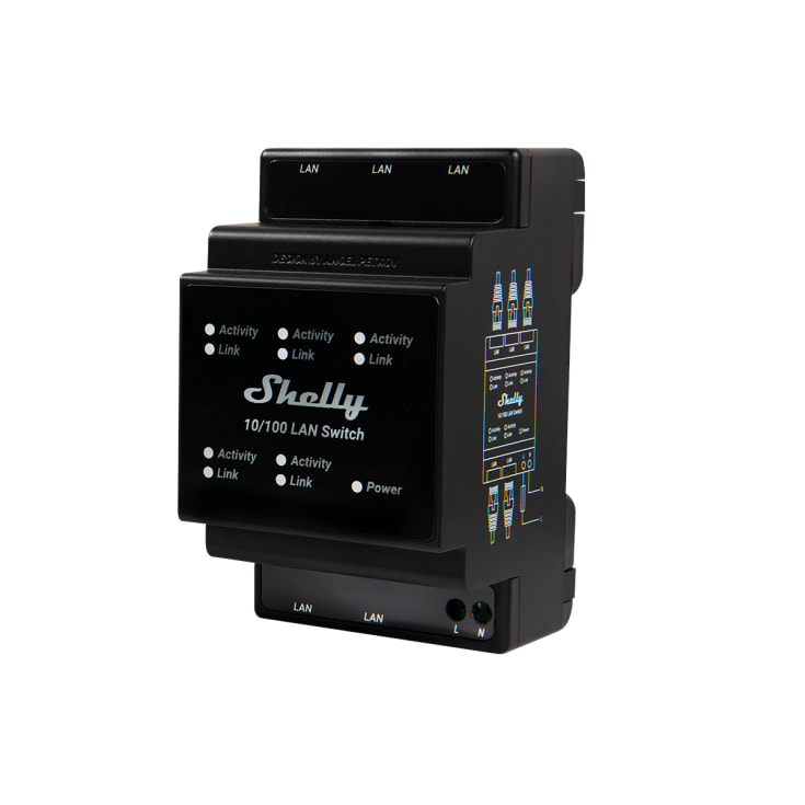 Shelly LAN Switch - DIN-skena switch med 5xRJ45-portar
