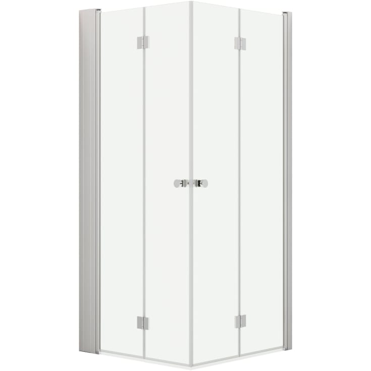 Dansani Match hörndusch, modell B+B+Tower hylla, 89x89 cm, klart glas, satin