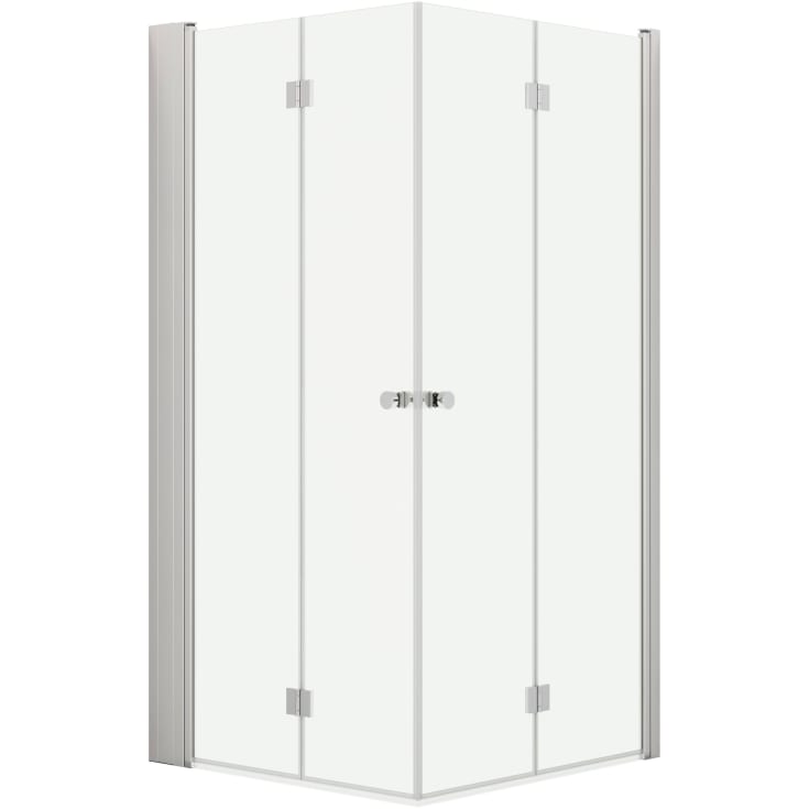 Dansani Match brusehjørne, model B+B+Tower reol, 99x99 cm, klart glas, satin