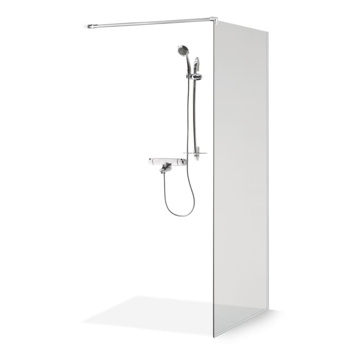 Brasta Dija dusjvegg, 90 cm, klart glass, krom profil