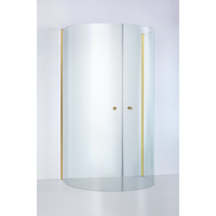 Brasta Ada hörndusch, 93x80 cm, klart glas, guld profil